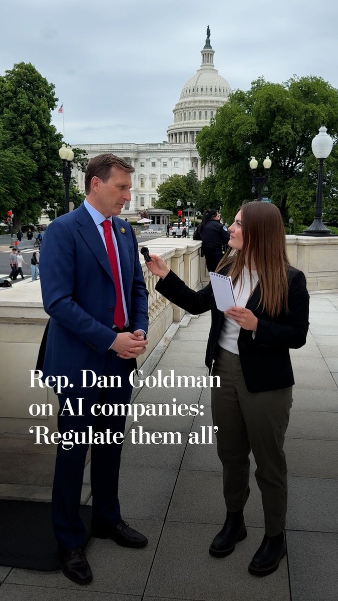 Rep. Dan Goldman (D-New York), who faces a primary challenge from former New York City comptroller Brad Lander, answered rapid-fire questions on AI regulation, his support of U.S. military aid for Israel and what sets him apart from his opponent. pic. 