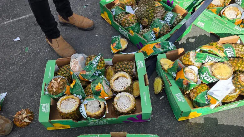 Watch: COGAT thwarts attempt to smuggle cigarettes in pineapples