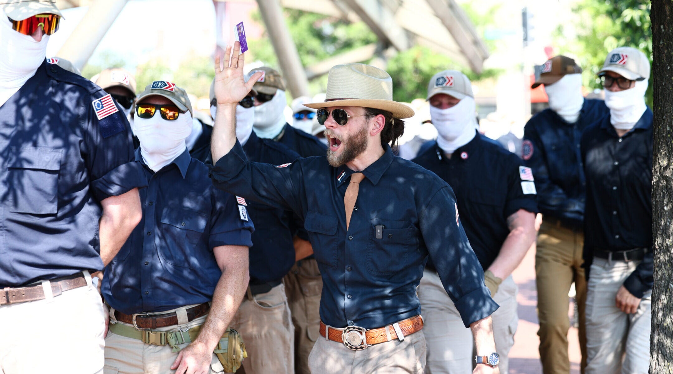 Hundreds of Patriot Front members march in Washington on July 4, alarming Jewish groups