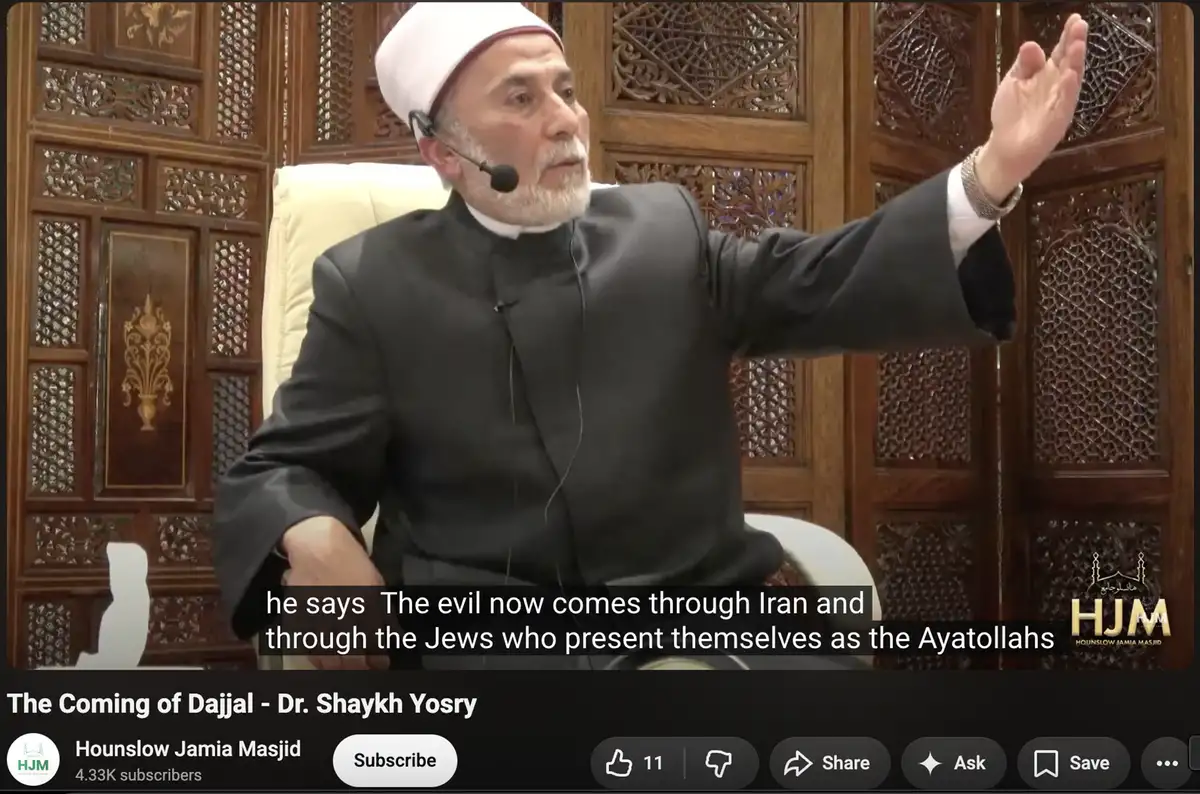 London mosque already under Charity Commission scrutiny released sermon blaming ‘all evil’ in Muslim world on Jews
