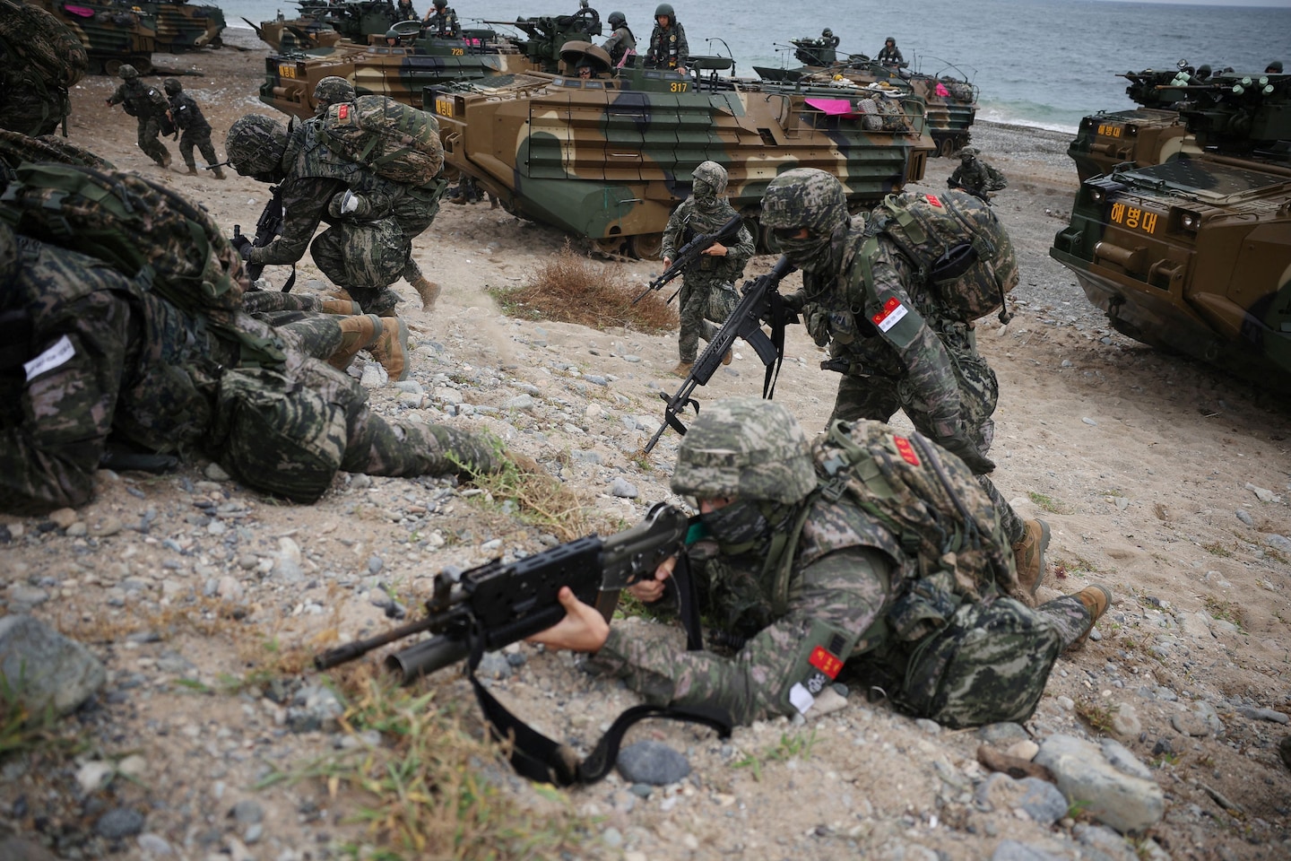 The U.S. will not join South Korea in large-scale amphibious landing exercises next month because of demands in the Middle East, the South Korean military said. 