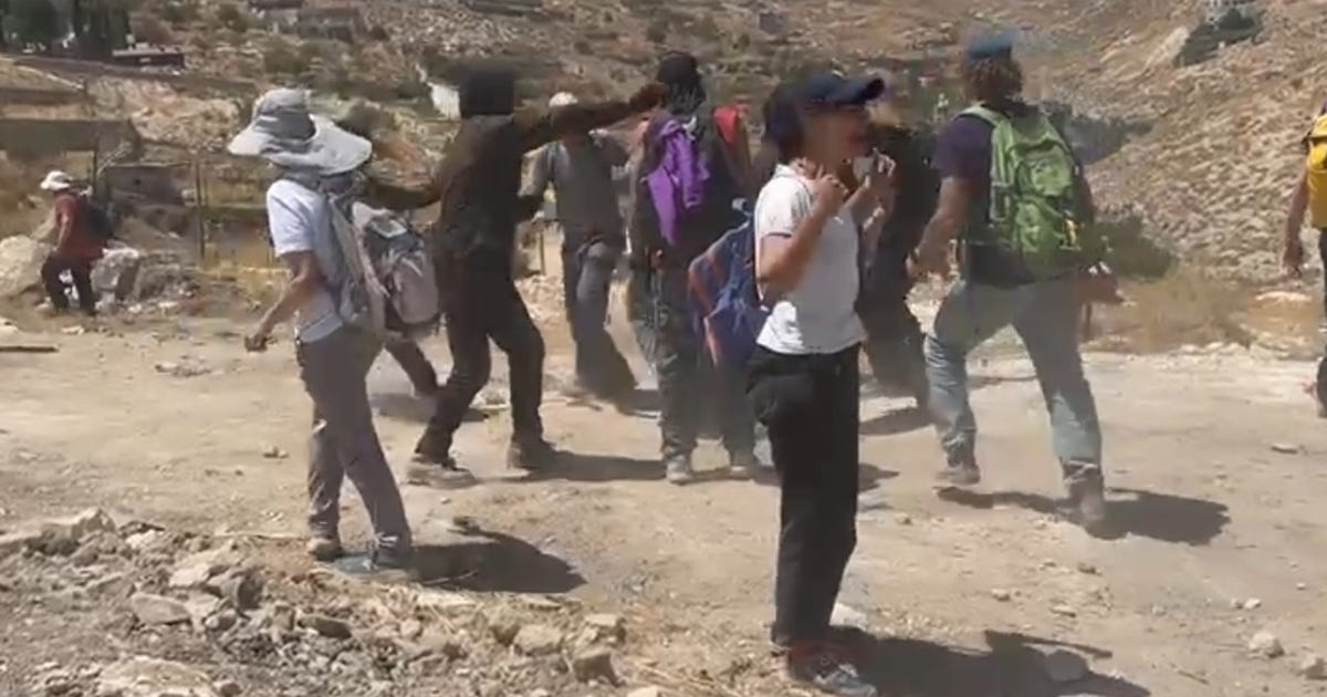 Settlers attack Palestinians, Israeli activists in West Bank as soldiers watch