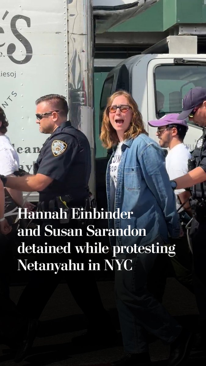 Actors Hannah Einbinder and Susan Sarandon were detained by police near the U.N. Headquarters in New York on Sept. 24 during a protest against Israeli Prime Minister Benjamin Netanyahu. 