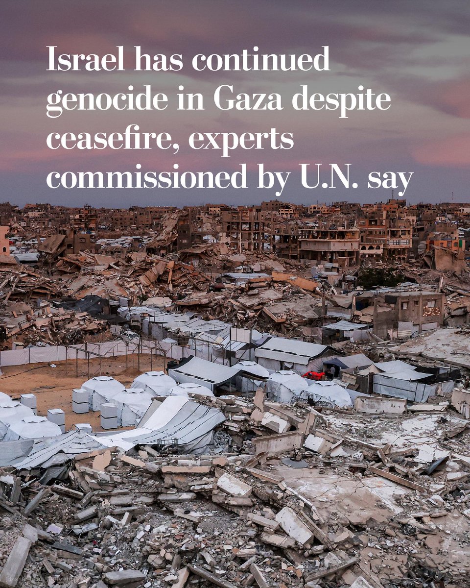 A ceasefire agreement in Gaza has not stopped what a group of independent experts commissioned by the U.N. says is genocide carried out by Israel in the territory. They also accused Israeli forces of crimes against humanity in the West Bank. 