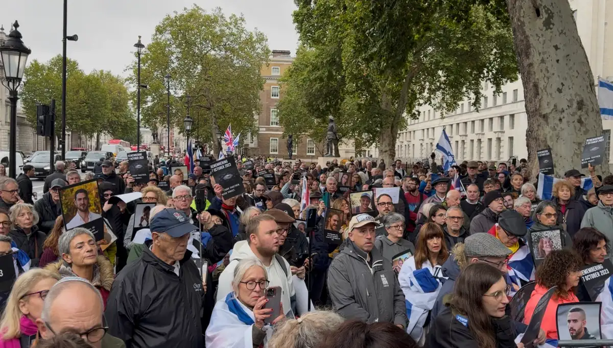 We stand with Israel, Britain’s Jewish leaders tell crowd at October 7 vigil in central London